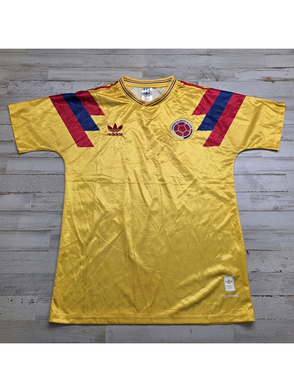 Colombia Retro 1990 Team Futbl World Cup National Soccer Jersey Valderrama #10 L